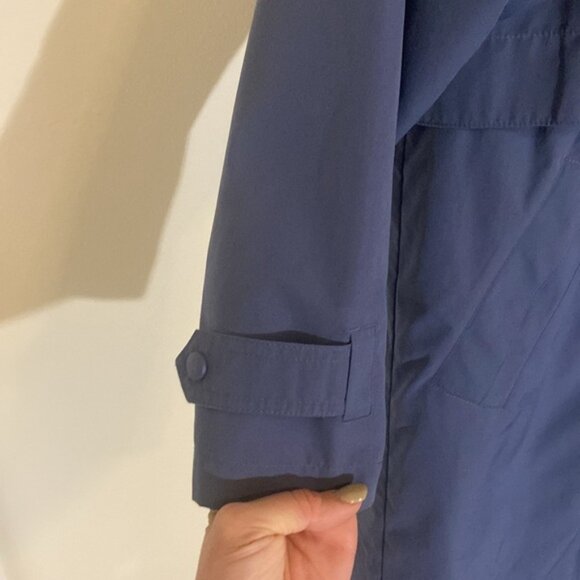 L.L. Bean Full Length Blue Purple Trench Coat Rain Jacket Women’s Small - Picture 6 of 11